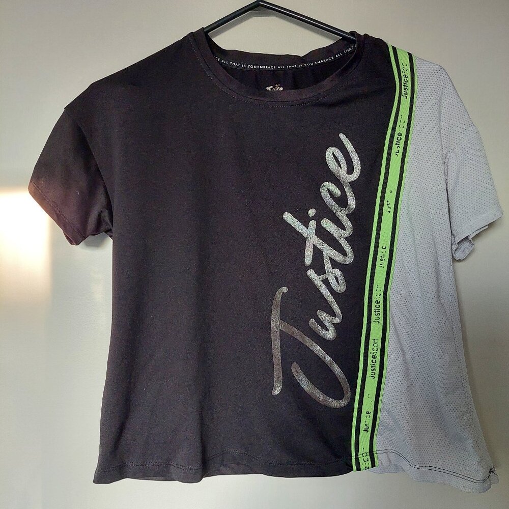 Justice Sports Girls Size L 12-14 Justice Foil Graphic Logo T-Shirt